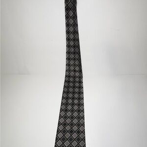 Paul Dione Black Gray Geometric Silk Necktie Mens Classic Dress Tie